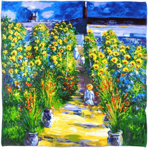 Echarpe Carré de soie Claude Monet Jardin de l'artiste à Vetheuil - Silkart - Modalova