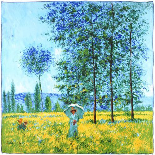 Echarpe Carré de soie Claude Monet Sous les peupliers, effet de soleil - Silkart - Modalova