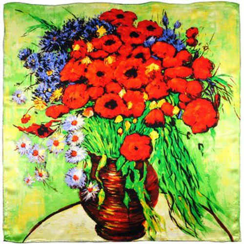 Echarpe Carré de soie Van Gogh Vase marguerites et coquelicots - Silkart - Modalova