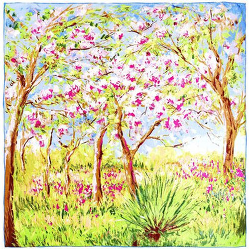 Echarpe Carré de soie Claude Monet Arbres en Fleurs - Silkart - Modalova