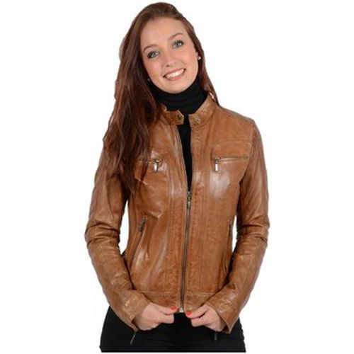 Blouson Blouson en cuir d'agneau ref_30996 Cognac - Daytona - Modalova