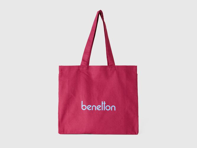 Benetton, Tote Bag In Pure Cotton, taglia U, Bordeaux, Donna - United Colors of Benetton - Modalova