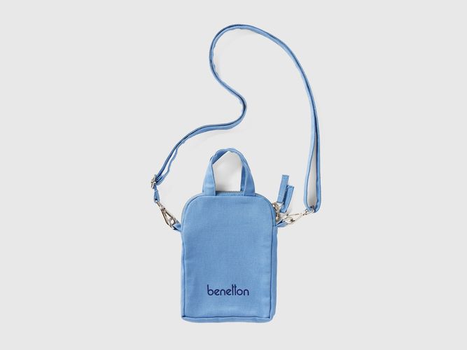 Benetton, Cell Phone Holder In Pure Cotton, taglia U, Azzurro, Donna - United Colors of Benetton - Modalova