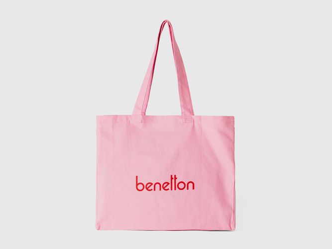 Benetton, Tote Bag In Pure Cotton, taglia U, Rosa, Donna - United Colors of Benetton - Modalova
