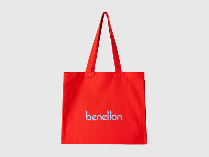 Benetton, Tote Bag In Pure Xotton, taglia U, Rosso, Donna - United Colors of Benetton - Modalova