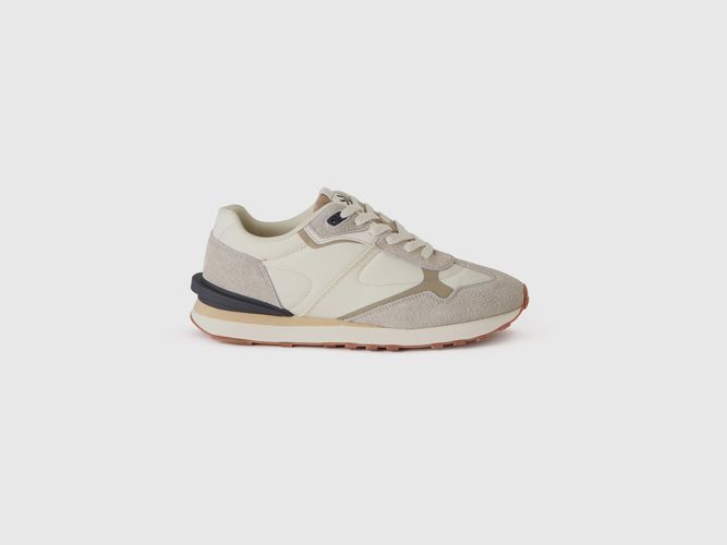 Benetton, Sneakers In Nylon E Pelle, taglia 42, Bianco, Uomo - United Colors of Benetton - Modalova