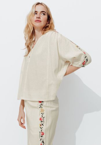 Blouse brodée point de croix Ecru XS - Promod - Modalova