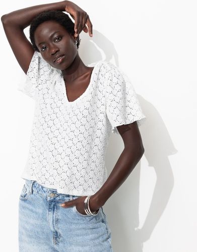 T-shirt effet dentelle Ecru - Promod - Modalova