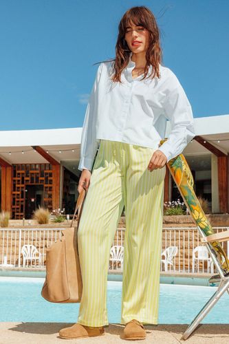 Pantalon large en satin Jaune fluo - Promod - Modalova