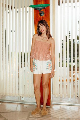 Short en coton brodé Imprimé écru - Promod - Modalova