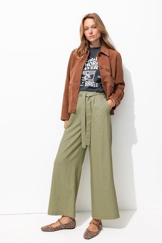 Pantalon large en lin mélangé Vert 48 - Promod - Modalova