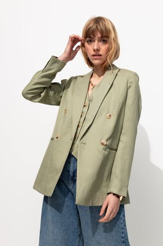 Blazer croisé unie Vert - Promod - Modalova