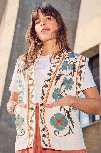 Veste sans manches brodée Imprimé multicolore L - Promod - Modalova