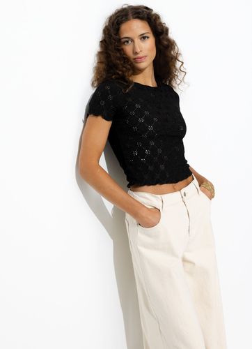 Top court ajouré brodé Noir XL - Promod - Modalova