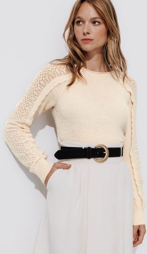 Pull maille dentelle Ecru XS - Promod - Modalova