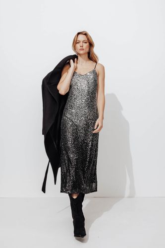 Robe longue à paillettes Noir 48 - Promod - Modalova