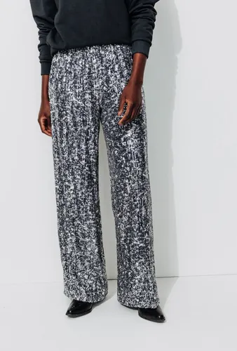 Pantalon large à paillettes Imprimé noir XL - Promod - Modalova