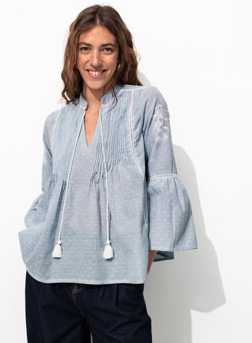 Blouse rayée brodée Bleu - Promod - Modalova
