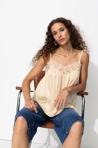 Top en satin et dentelle Beige 40 - Promod - Modalova