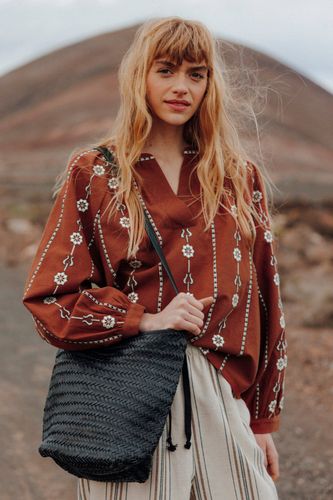 Sac seau en cuir tressé Noir Unique - Promod - Modalova