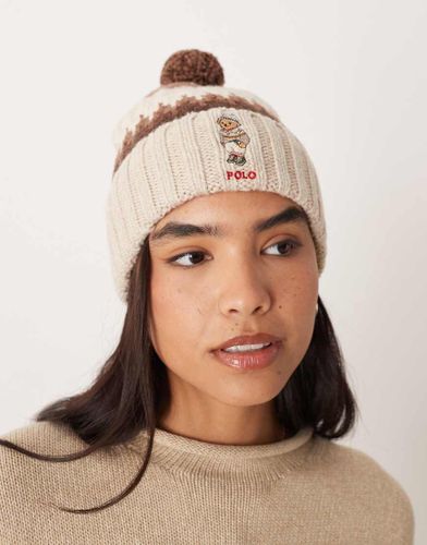 Polo - Bonnet Ã  pompon motif fairisle et ours - CrÃ¨me-Blanc Blanc One Size female - Ralph Lauren - Modalova