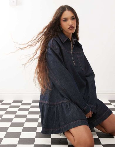 Robe babydoll courte en denim - Indigo-Bleu marine Bleu marine 32 female - COLLUSION - Modalova