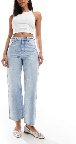 Jean droit large longueur chevilles - Bleu moyen dÃ©lavÃ© Bleu 34 female - Bershka - Modalova