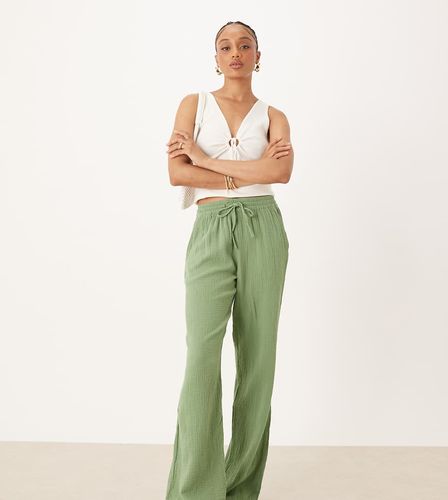 Pantalon large en Ã©tamine - Vert Vert XL L36 female - Jdy Tall - Modalova