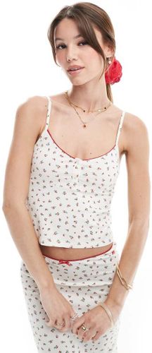 Pull & Bear - Caraco d'ensemble en maille pointelle Ã  petites fleurs - Blanc Blanc M female - Pull&bear - Modalova