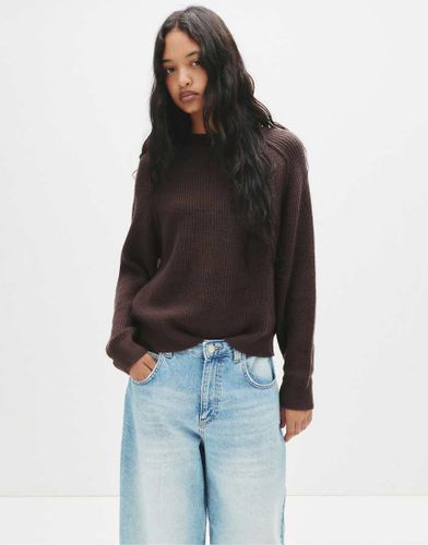Pull & Bear - Pull en maille envers - Marron-Brown Brown M female - Pull&bear - Modalova