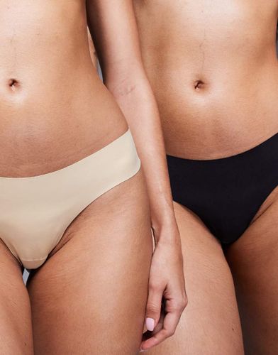 Lot de 2 strings gainants invisibles - Noir et beige-Multicolore Multicolore L female - Bye Bra - Modalova