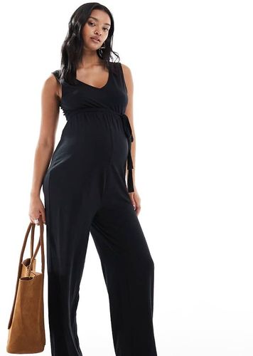 Mamalicious - Combinaison de grossesse ample en jersey avec bretelles nouÃ©es et col V - Noir Noir XS female - Mama.licious - Modalova