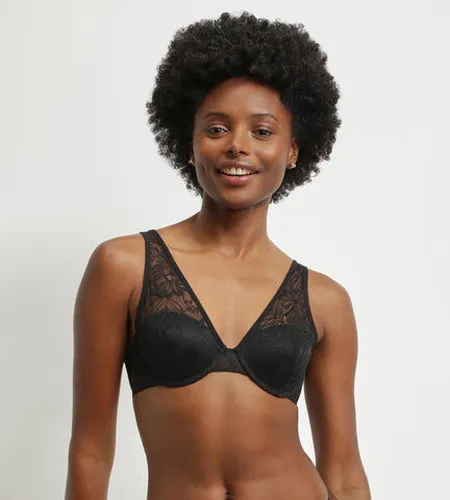 Soutien-gorge foulard en dentelle noire à feuillage Mod de Noir 85A - Dim - Modalova