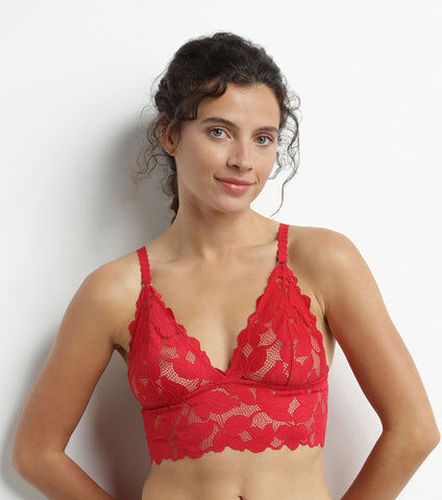 Soutien-gorge foulard sans armature en dentelle florale Rouge Lacy Rouge S - Dim - Modalova