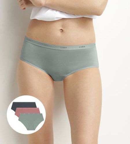 Lot de 3 boxers en coton Gris Vert Les Pockets Eco - Féminin - Taille 36/38 Noir 36/38 - Dim - Modalova