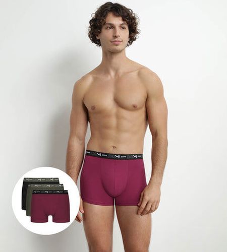Lot de 3 boxers Noir Kaki Rouge Coton Stretch Rouge 5 - Dim - Modalova