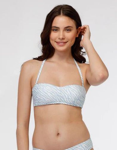 Haut de maillot de bain bandeau en microfibre, imprimé animalier bleu clair Bleu 85B - Dim - Modalova