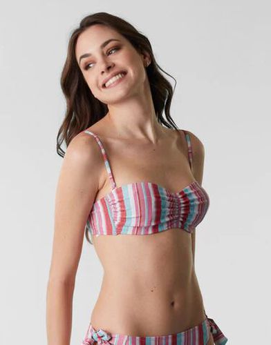 Maillot de bain soutien gorge bandeau en microfibre lurex, rayures multicolores - Féminin - Taille 100C 100C - Dim - Modalova