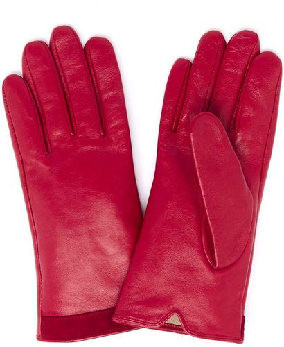 Gants Bi-Matière en Cuir d’Agneau - Rouge - Draeger - Modalova