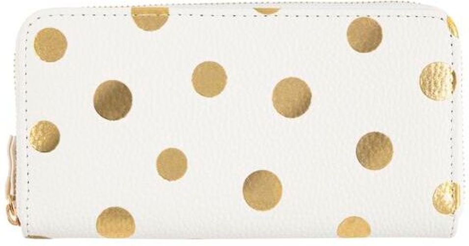 Grand portefeuille - pois dorés - blanc - Draeger - Modalova