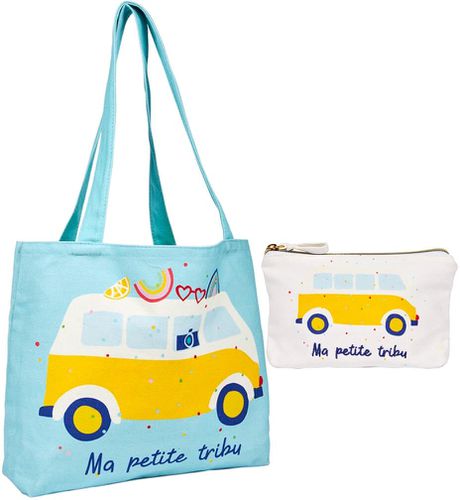 Kit Tote Bag & Pochette Family Pop " Ma petite tribu" - Draeger - Modalova