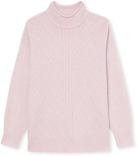 Pull by - Pull maille fantaisie col montant Rose - Daxon - Modalova