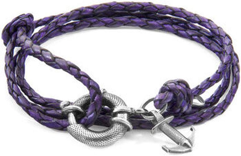 Bracelets Bracelet Ancre Clyde Argent Et Cuir Tressé Violet - ANCHOR & CREW - Modalova