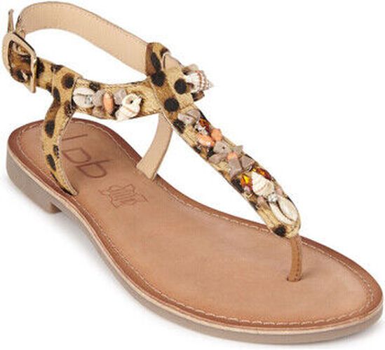 Sandales Tongs Cuir Léopard Badria- Doré - Les petites bombes - Modalova