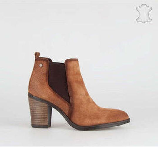 Bottines Chelsea boots à talons, en daim cognac Marron - Vera Collection - Modalova