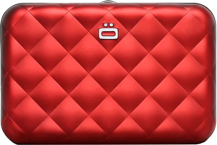 Porte cartes matelassé en aluminium Quilted Button Ögon Rouge - OGON - Modalova