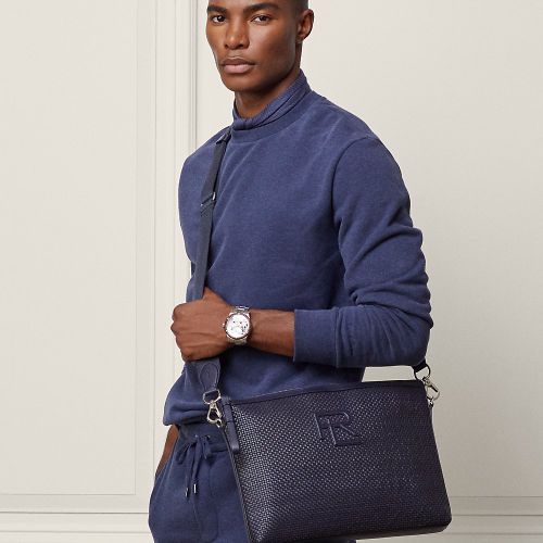 Sac coursier en vachette tissée - Purple Label - Modalova