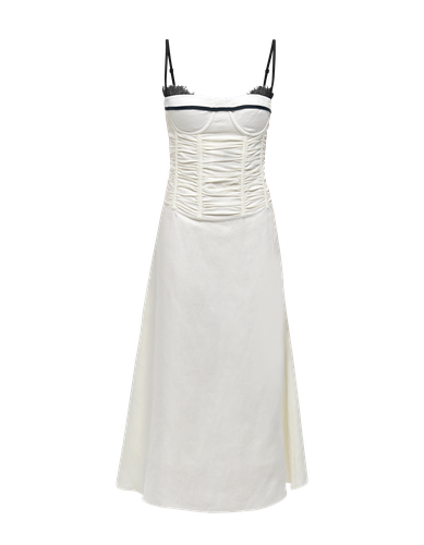 IMA White Linen A-line Corset Dress - MAET - Modalova