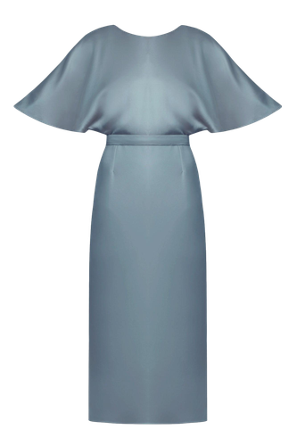 GINA blue midi dress with butterfly sleeves - UNDRESS - Modalova
