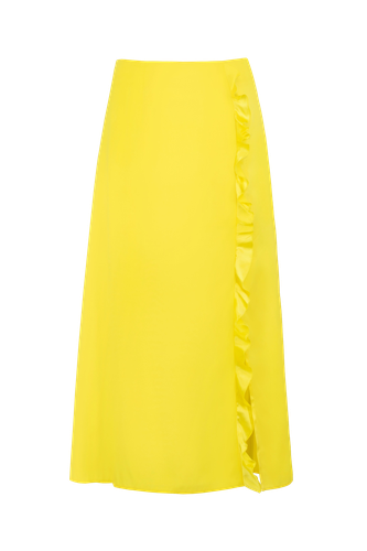 Ruffled silk midi skirt in Lemon Yellow - JAAF - Modalova